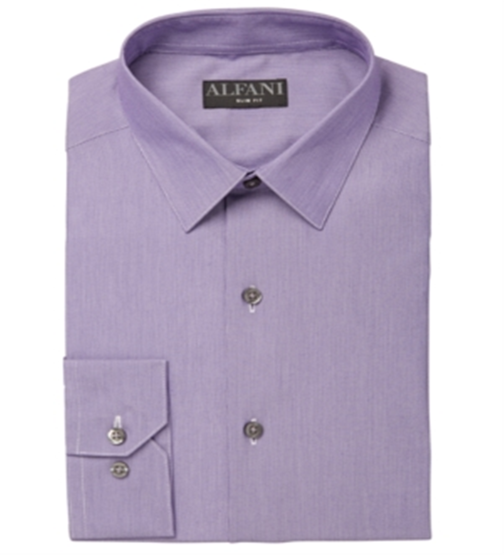 Alfani Men's Patterned Collared Dress Shirt Purple Size 16X32X33 L