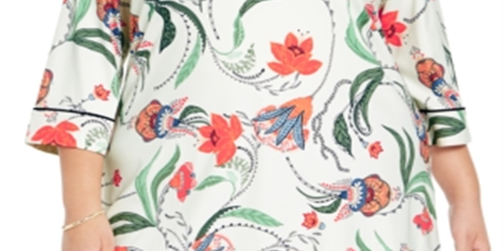 Charter Club Women's Floral Print Tunic White Size -0X