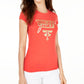 Guess Women's Crew Neck Metallic Graphic T-Shirt Orange Size Large
