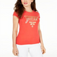Guess Women's Crew Neck Metallic Graphic T-Shirt Orange Size Large