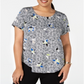 Alfani Women's Plus Printed Floral Blouse Black Size 0X