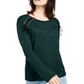 INC International Concepts Women's Lace up Scoop Neck Top Green Size Large