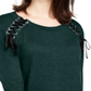 INC International Concepts Women's Lace up Scoop Neck Top Green Size Large