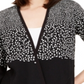 Alfani Women's Printed Asymmetric Open Front Cardigan Black Size Petite