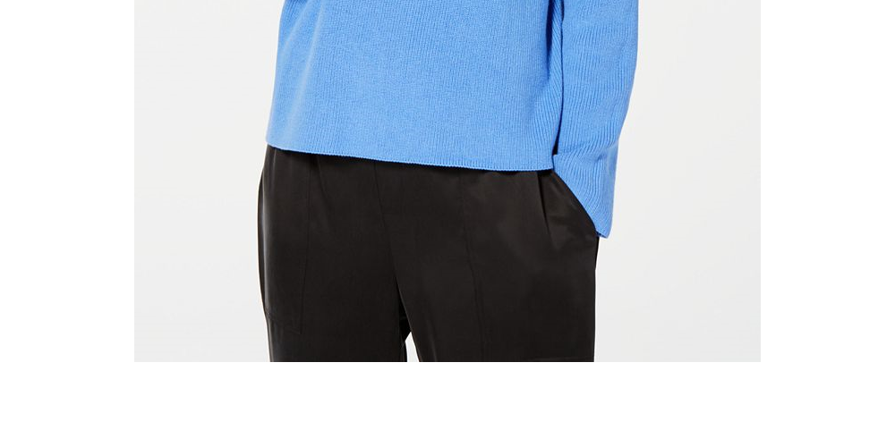 Eileen Fisher Women's Organic Funnel Neck Sweater Blue Size Petite Large