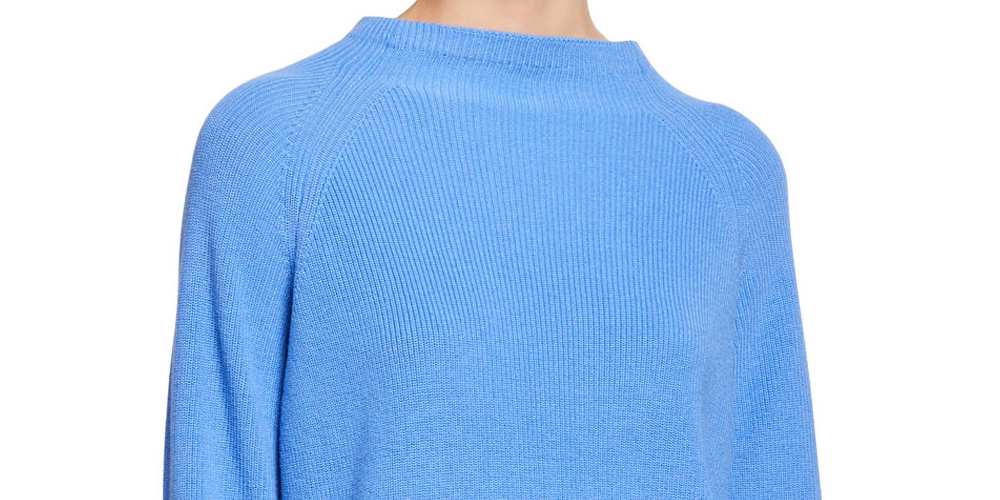 Eileen Fisher Women's Organic Funnel Neck Sweater Blue Size Petite Large