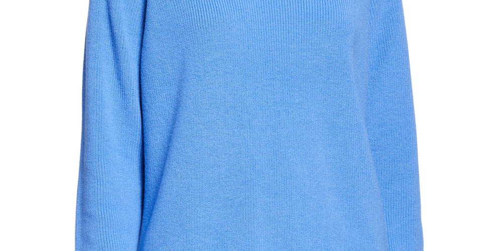 Eileen Fisher Women's Organic Funnel Neck Sweater Blue Size Petite Large