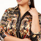INC International Concepts Women's Plus Printed Tie Front Blouse Black Size 4XL