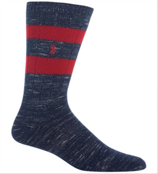 Polo Ralph Lauren Men's Big & Tall Marled Stripe Boot Socks Navy Size One Size