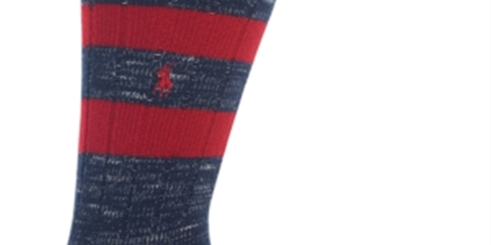 Polo Ralph Lauren Men's Big & Tall Marled Stripe Boot Socks Navy Size One Size