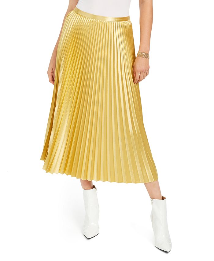 Guess Women's Pleated MIDI Skirt Gold Size X-Small