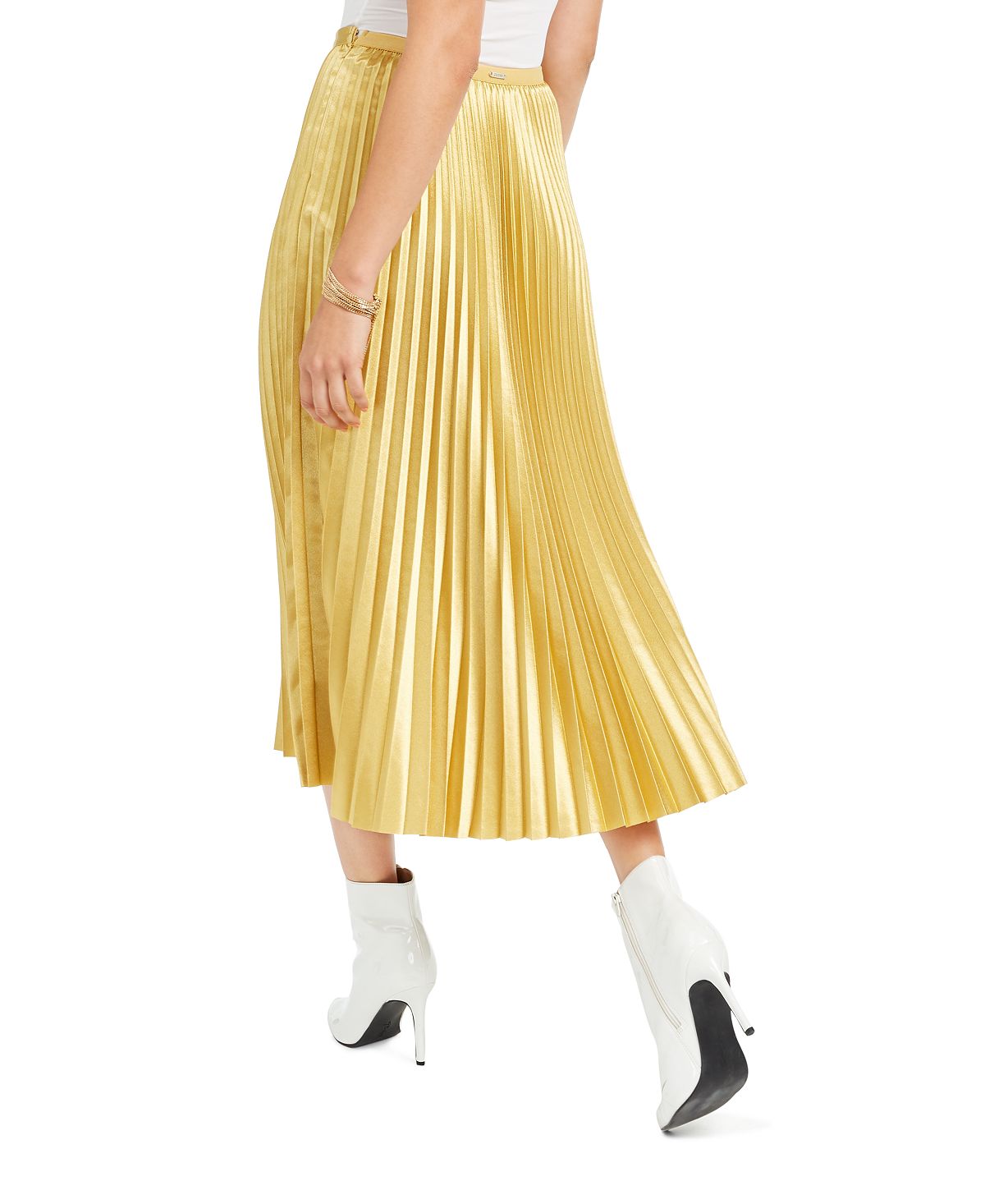 Guess Women's Pleated MIDI Skirt Gold Size X-Small