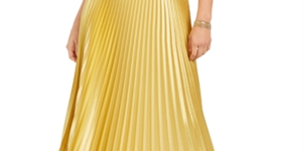 Guess Women's Pleated MIDI Skirt Gold Size X-Small