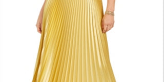 Guess Women's Pleated MIDI Skirt Gold Size X-Small