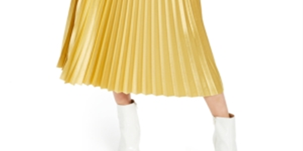 Guess Women's Pleated MIDI Skirt Gold Size X-Small