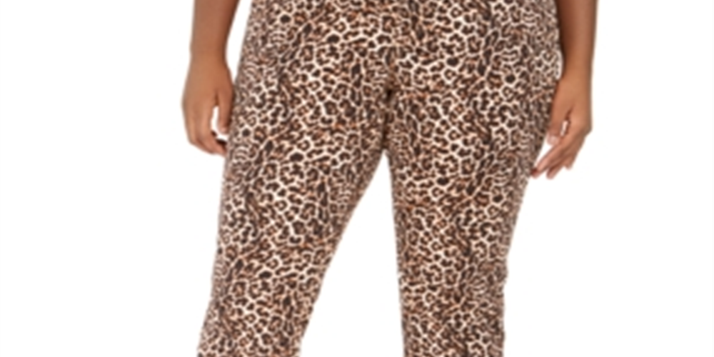 INC International Concepts Women's New 0178 Animal Print Casual Pants Orange Size 22W
