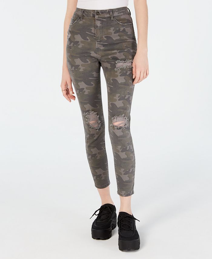 Vanilla Star Women's Distressed Camouflage Jeggings Gray Size 3