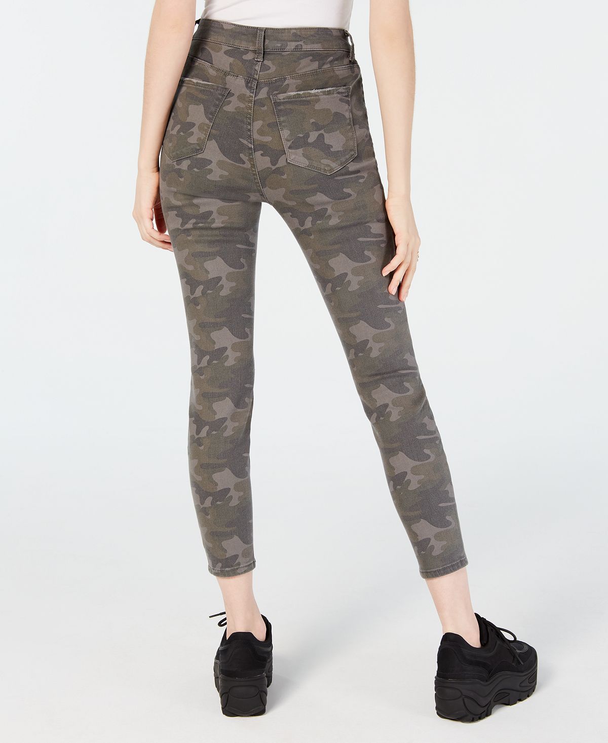 Vanilla Star Women's Distressed Camouflage Jeggings Gray Size 3