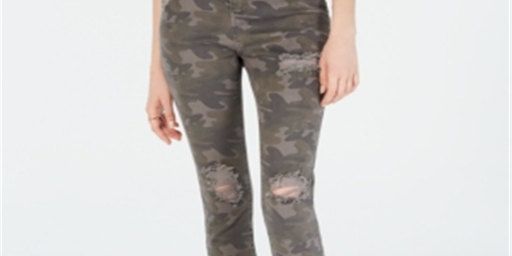 Vanilla Star Women's Distressed Camouflage Jeggings Gray Size 3