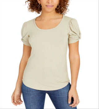 Crave Fame Junior's Puff Sleeve Top Green Size M