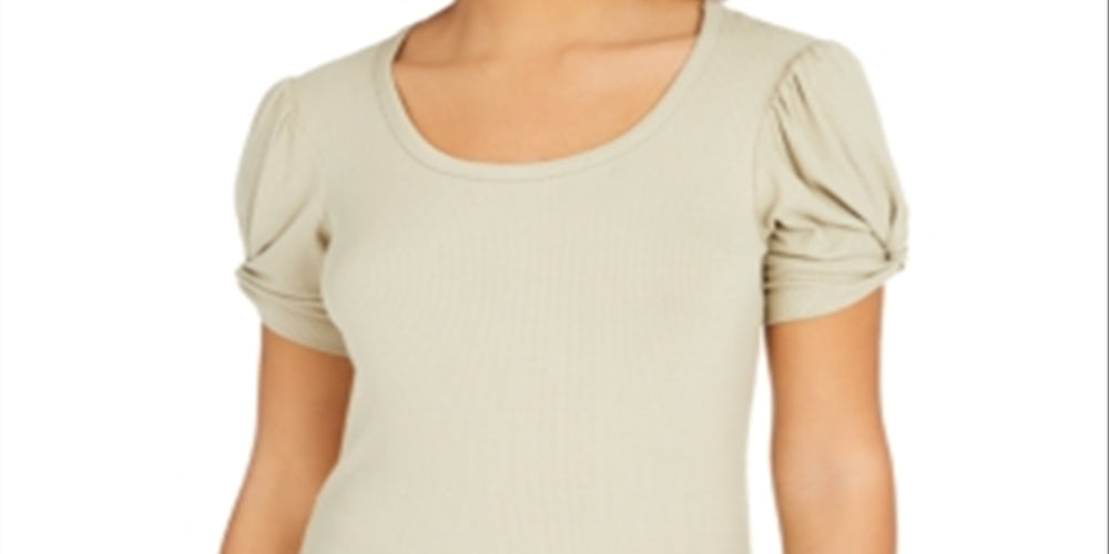 Crave Fame Junior's Puff Sleeve Top Green Size M