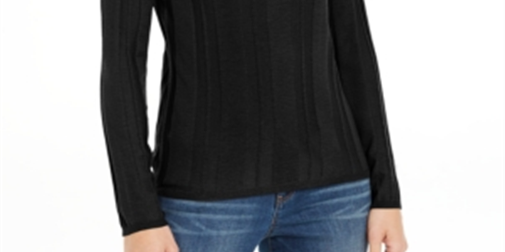 INC International Concepts Women's Solid Turtleneck Sweater Black Size Small