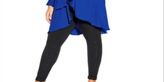 City Chic Women's  Trendy Plus Shibara Surplice Wrap Top -Blue Size M/18