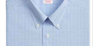 Brooks Brothers Men's  Check Supima Cotton Dress Shirt Blue Size 16-33