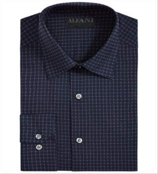 Alfani Men's Box Dobby Printed Regular Fit Button Down Shirt Blue Size -S