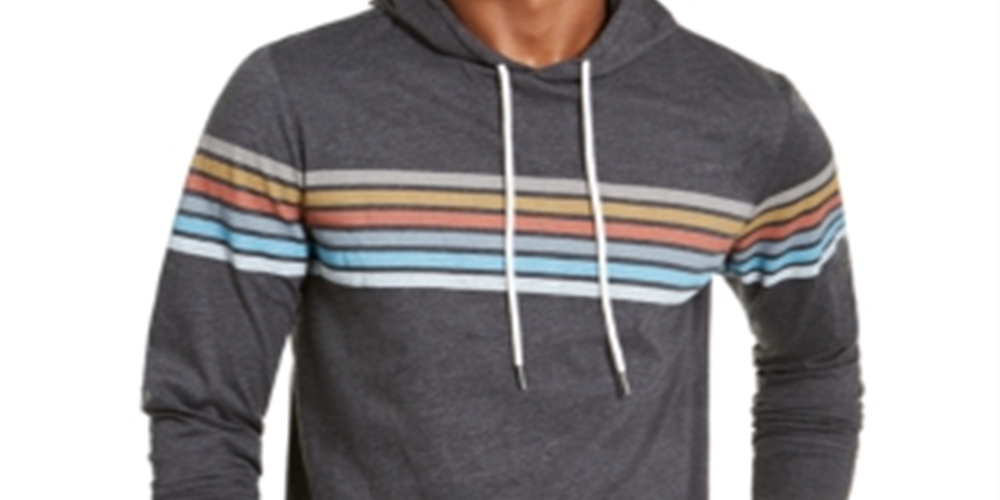 American Rag Men's Chest Stripe Hoodie Black Size XX-Large