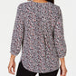 JM Collection Women's Printed Pleated Back Top Black Size Petite S