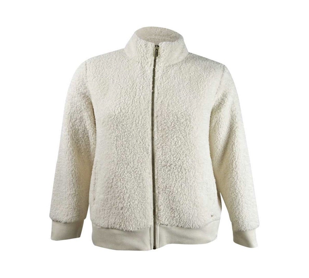 Calvin Klein Women's Sherpa Full Zip Jacket White Size Large