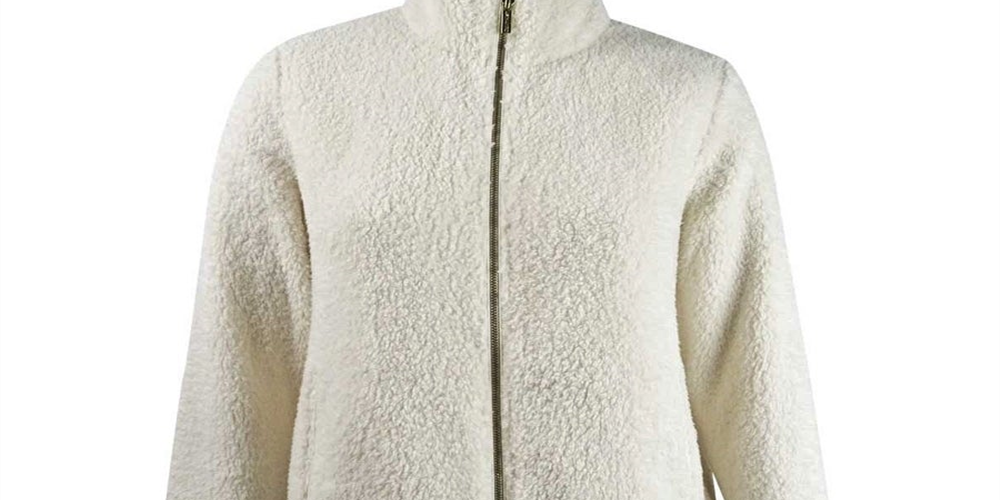 Calvin Klein Women's Sherpa Full Zip Jacket White Size Large