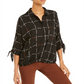 Alfani Women's Printed Tie Sleeve Top Black Size S
