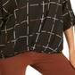 Alfani Women's Printed Tie Sleeve Top Black Size S