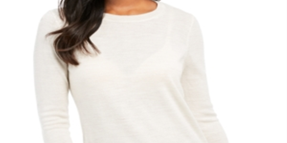 Charter Club Women's Merino Wool Button Cuff Crewneck Sweater Oat Size X-Small