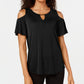 JM Collection Women's Cold Shoulder Textured Top Black Size X-Large