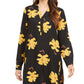 Alfani Women's Printed Roll Tab Sleeve Tunic Top Black Size Medium