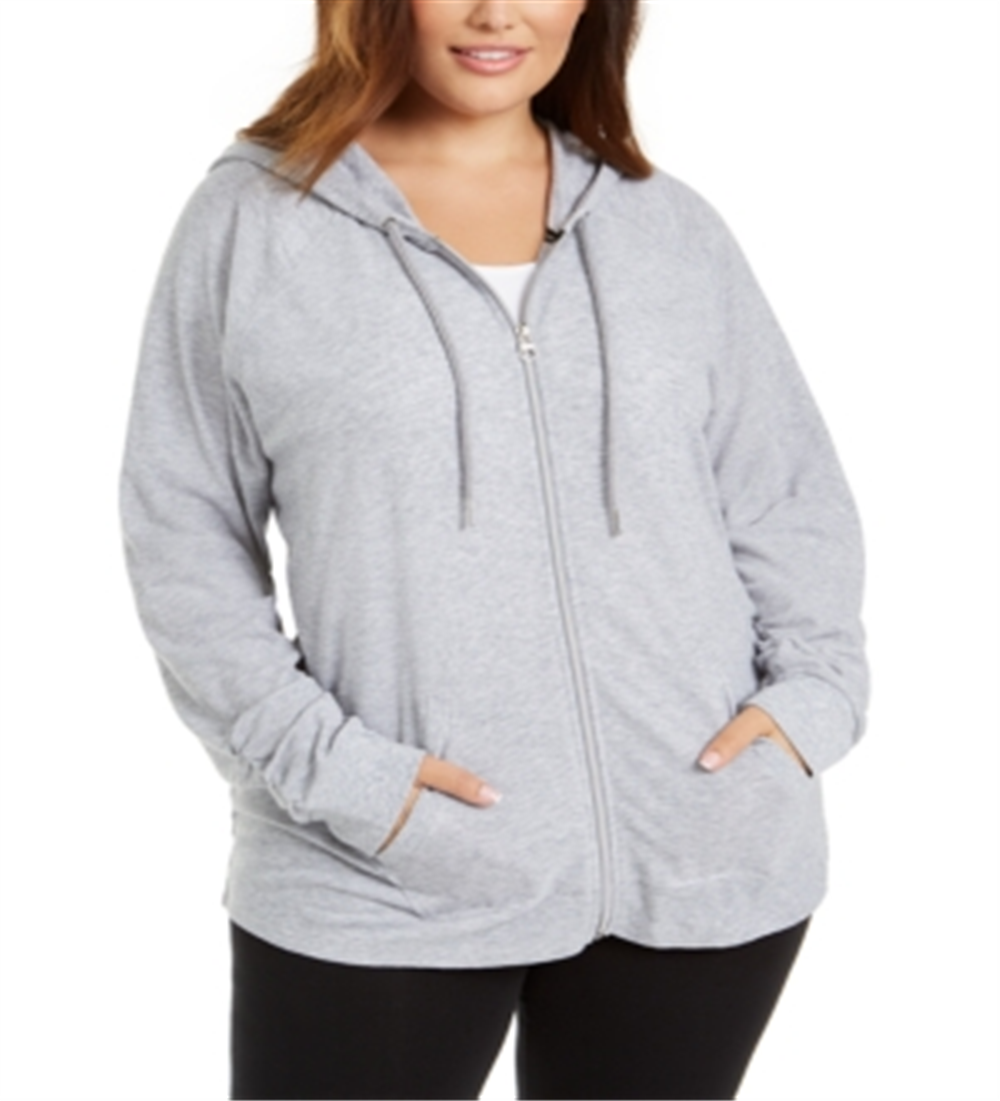 Calvin Klein Women's Performance Plus Zip up Hoodie Grey Size 1X