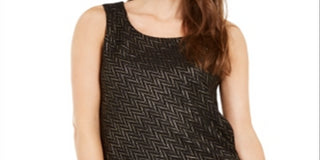 Alfani Women's Metallic Pointed Hem Top Black Size XX-Large