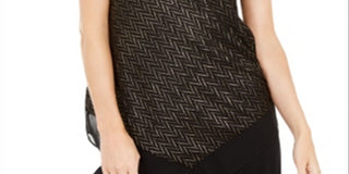 Alfani Women's Metallic Pointed Hem Top Black Size XX-Large