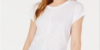 Bar III Women's Side Drawstring Cotton Top White Size Medium