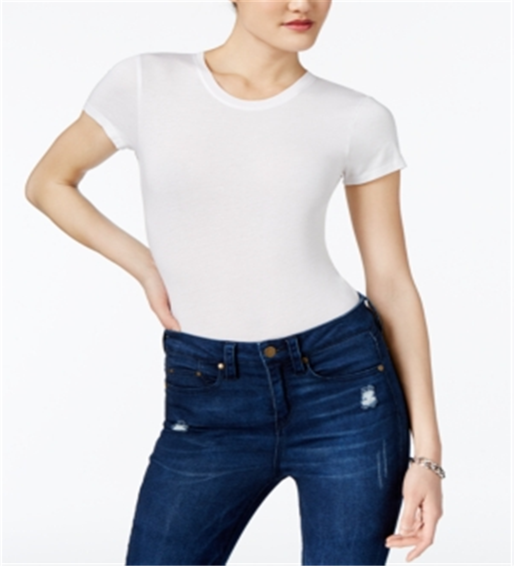 Guess Women's Short Sleeve Bodysuit White Size XS