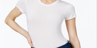 Guess Women's Short Sleeve Bodysuit White Size XS