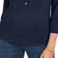 Charter Club Women's 3/4 Sleeve Polo Top Blue Size Petite XL