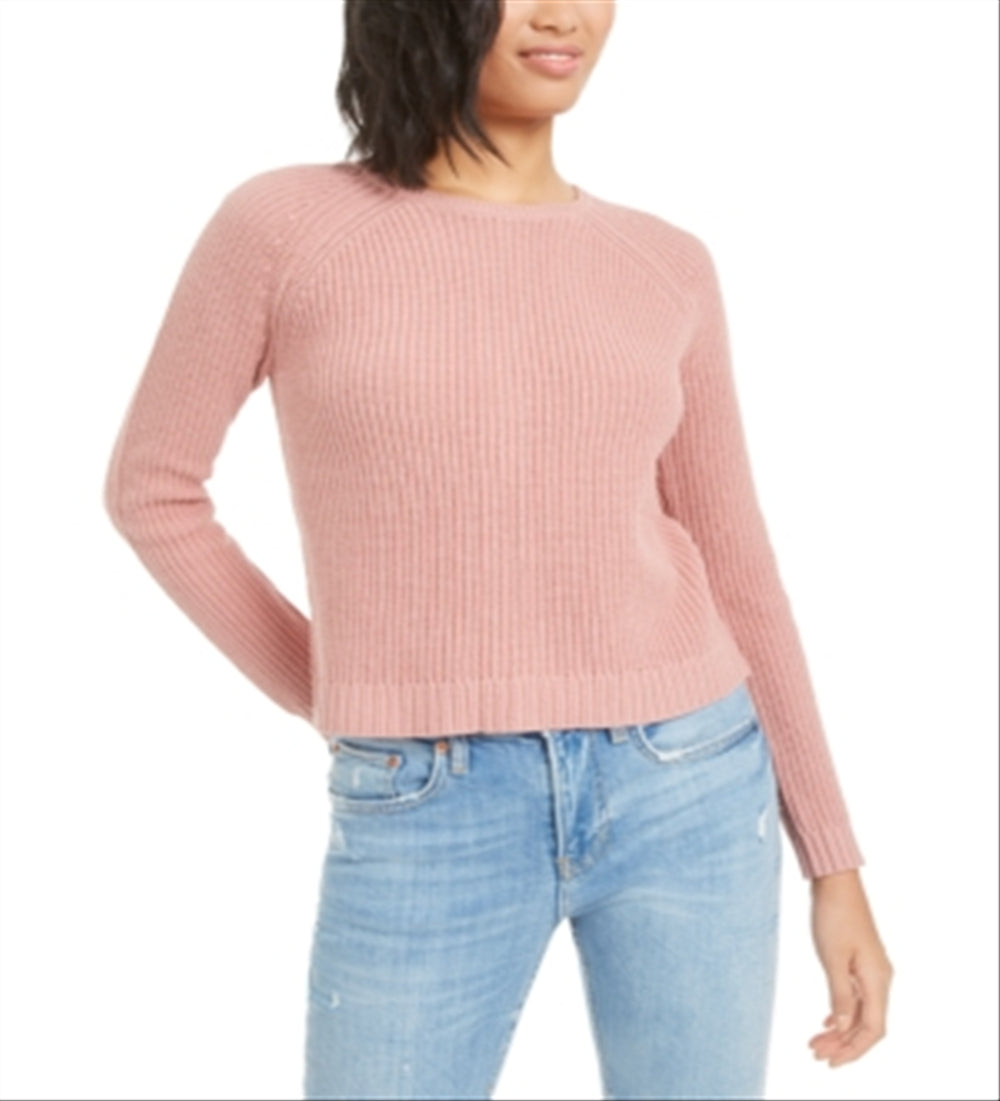 Bar III Women's Zip Back Ribbed Sweatshirt Mauve Size S