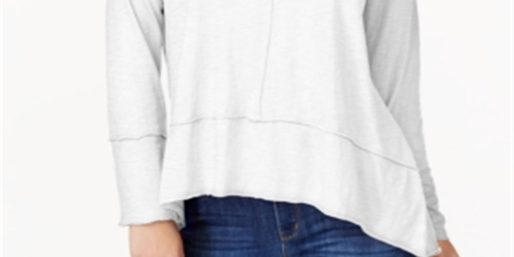 Style & Co Women's Cotton High Low Top White Size -XS