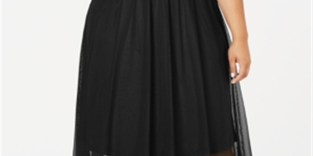 Alfani Women's Plus Mesh MIDI Skirt Black Size 0X