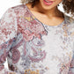 Style & Co Women's Printed Knit Top Gray Size Small