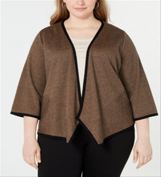 Alfani Women's Plus Drape Front Cardigan Brown Size 0X